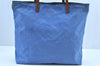 Authentic GUCCI Vintage Shoulder Tote Bag GG Nylon Leather 295252 Blue 9295H