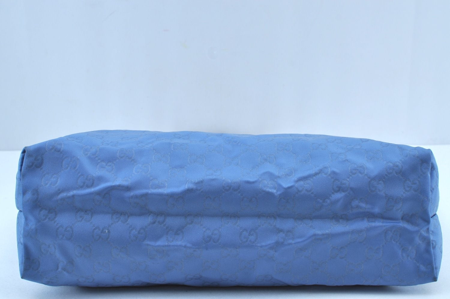 Authentic GUCCI Vintage Shoulder Tote Bag GG Nylon Leather 295252 Blue 9295H