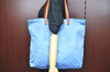 Authentic GUCCI Vintage Shoulder Tote Bag GG Nylon Leather 295252 Blue 9295H