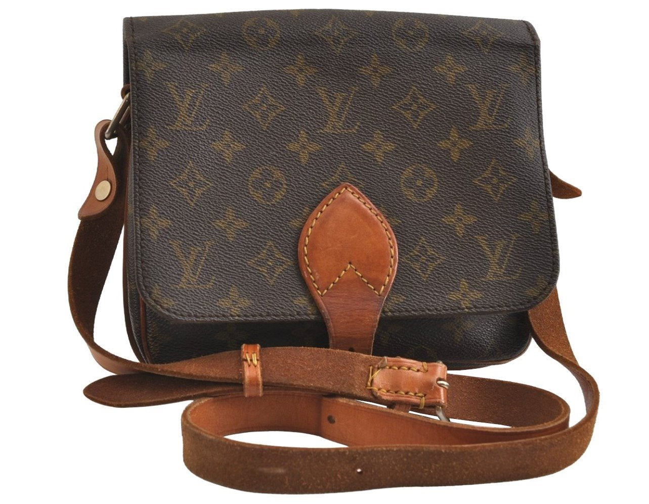 Authentic Louis Vuitton Monogram Cartouchiere MM Shoulder Bag Old Model 9296I