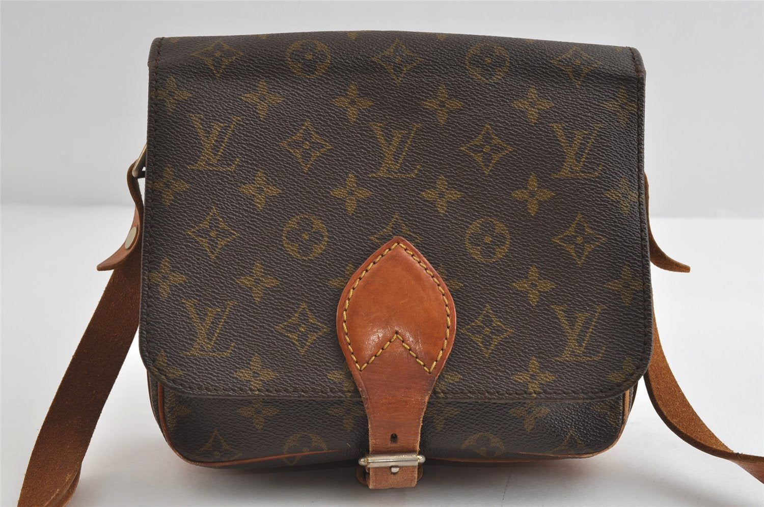 Authentic Louis Vuitton Monogram Cartouchiere MM Shoulder Bag Old Model 9296I