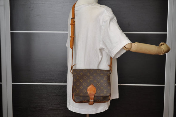 Authentic Louis Vuitton Monogram Cartouchiere MM Shoulder Bag Old Model 9296I
