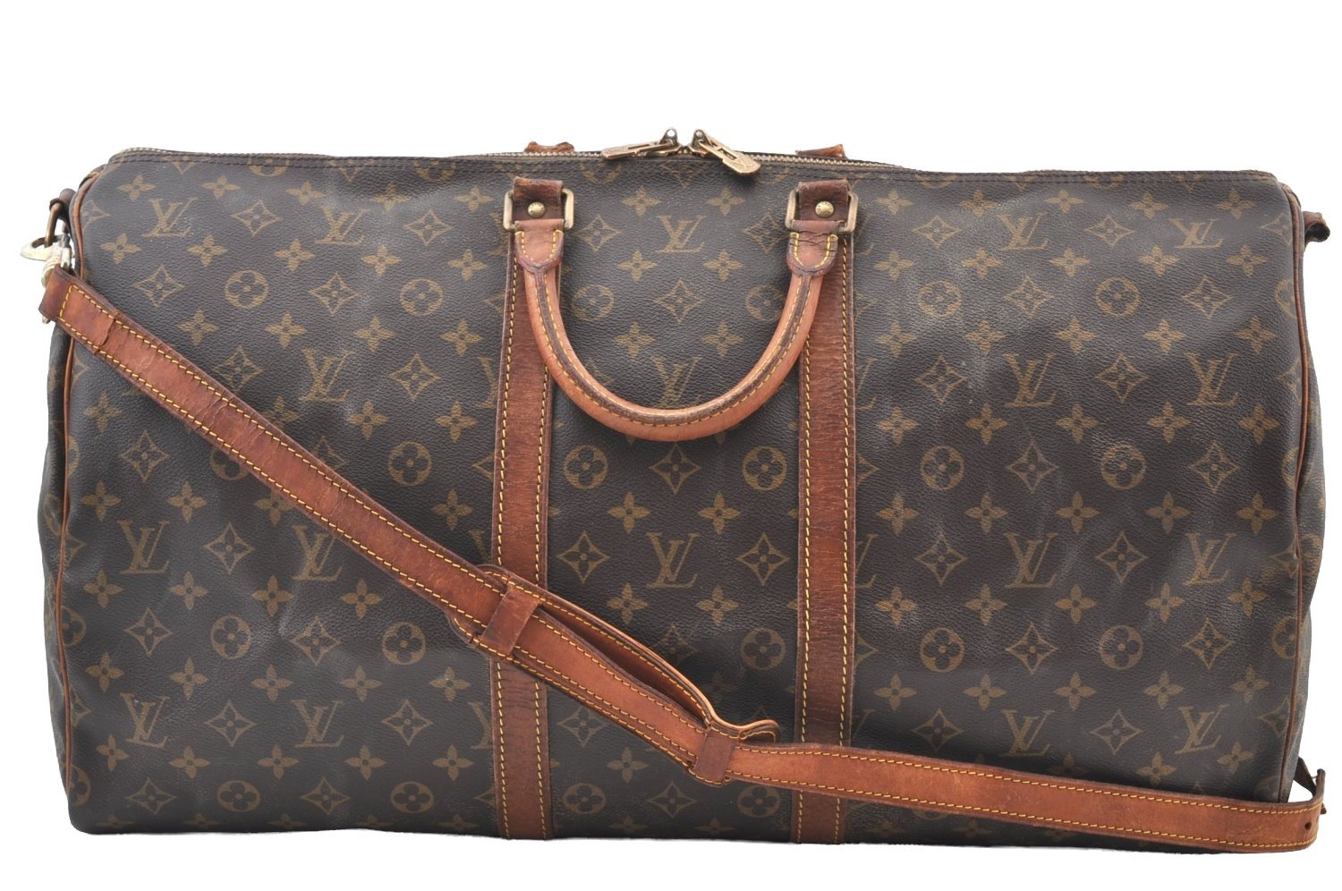 Auth Louis Vuitton Monogram Keepall Bandouliere 55 M41414 Boston Bag Junk 9297G