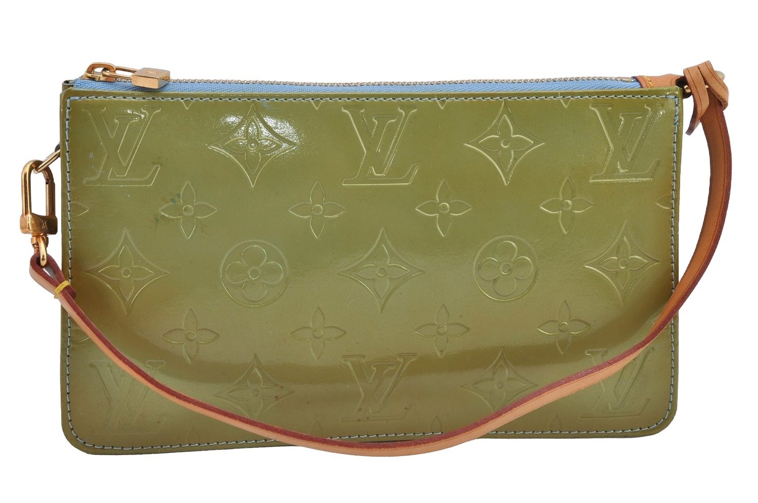 Authentic Louis Vuitton Vernis Lexington Hand Bag Pouch M91011 Light Green 9298J