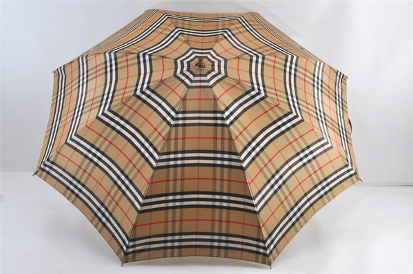 Authentic Burberrys Nova Check Folding Umbrella Beige Brown 9302J