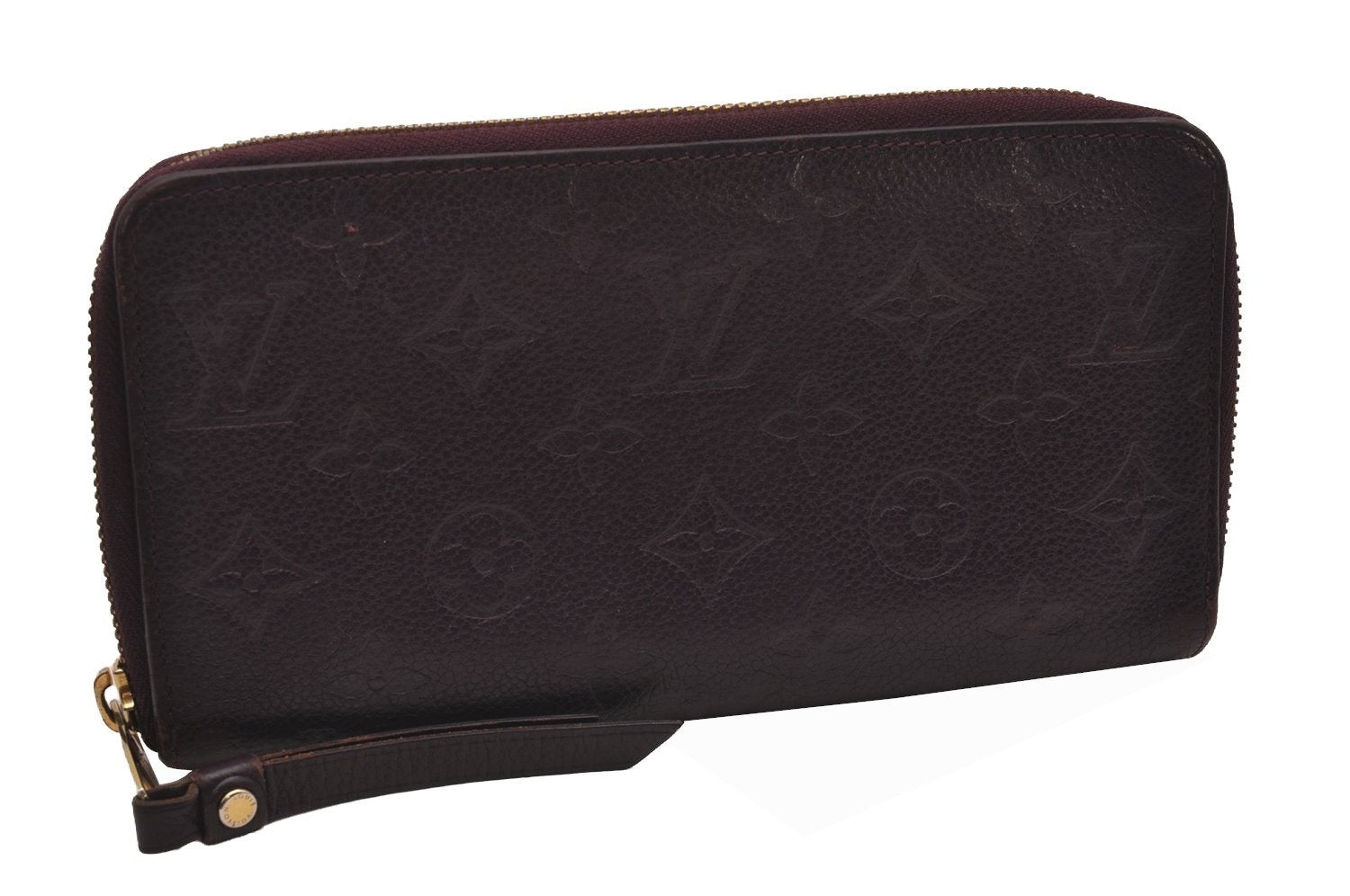 Auth Louis Vuitton Monogram Empreinte Portefeuille Secret Wallet Purple 9304I