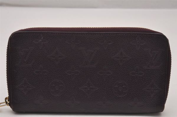 Auth Louis Vuitton Monogram Empreinte Portefeuille Secret Wallet Purple 9304I