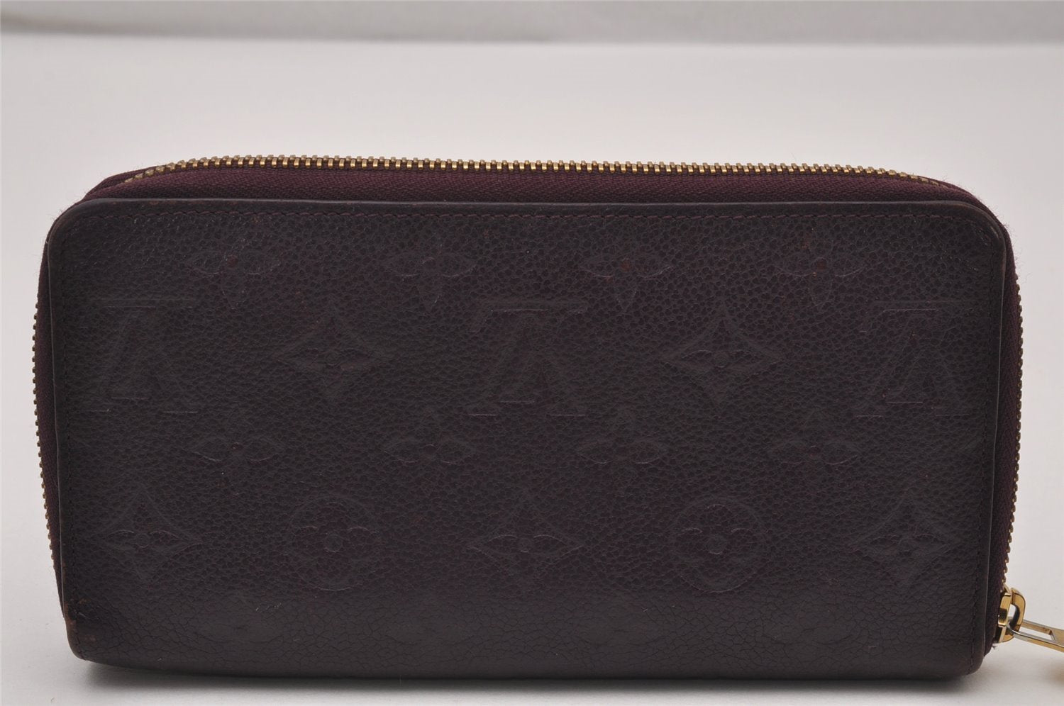 Auth Louis Vuitton Monogram Empreinte Portefeuille Secret Wallet Purple 9304I