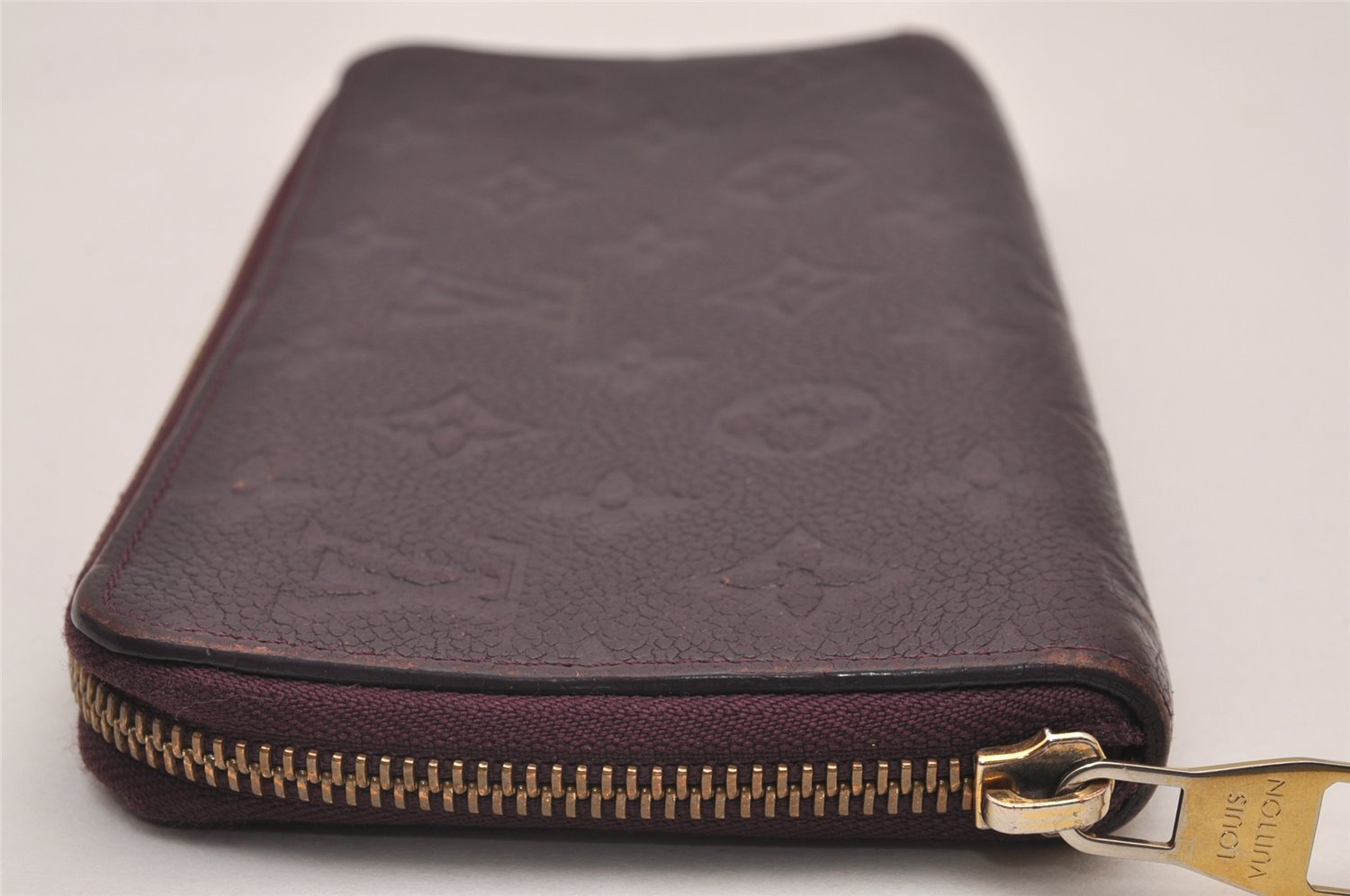 Auth Louis Vuitton Monogram Empreinte Portefeuille Secret Wallet Purple 9304I