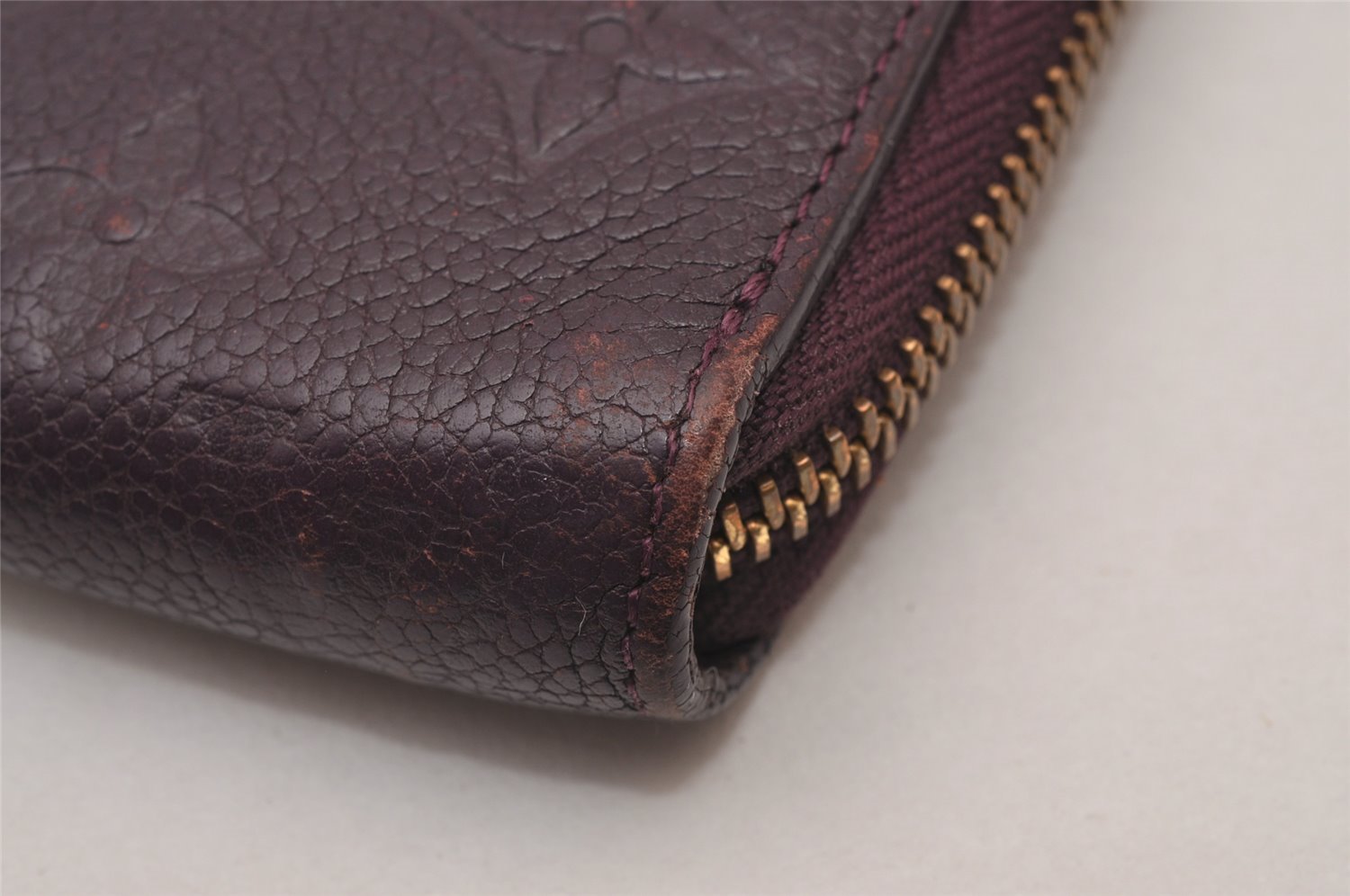 Auth Louis Vuitton Monogram Empreinte Portefeuille Secret Wallet Purple 9304I