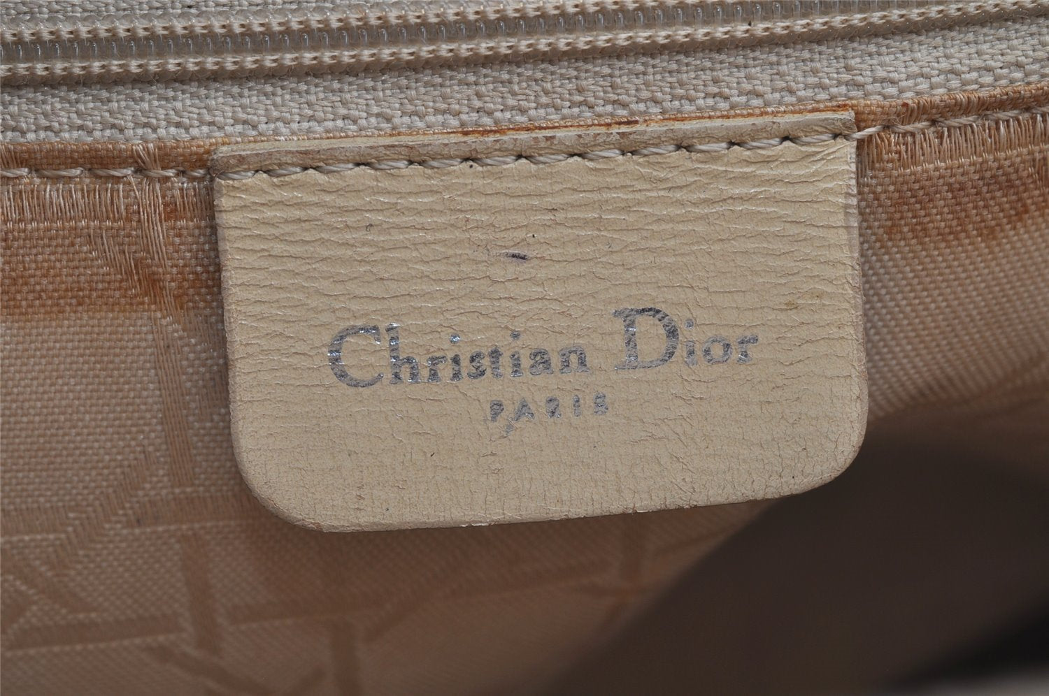 Auth Christian Dior Lady Dior Cannage Nylon Leather 2Way Hand Bag Beige 9305I