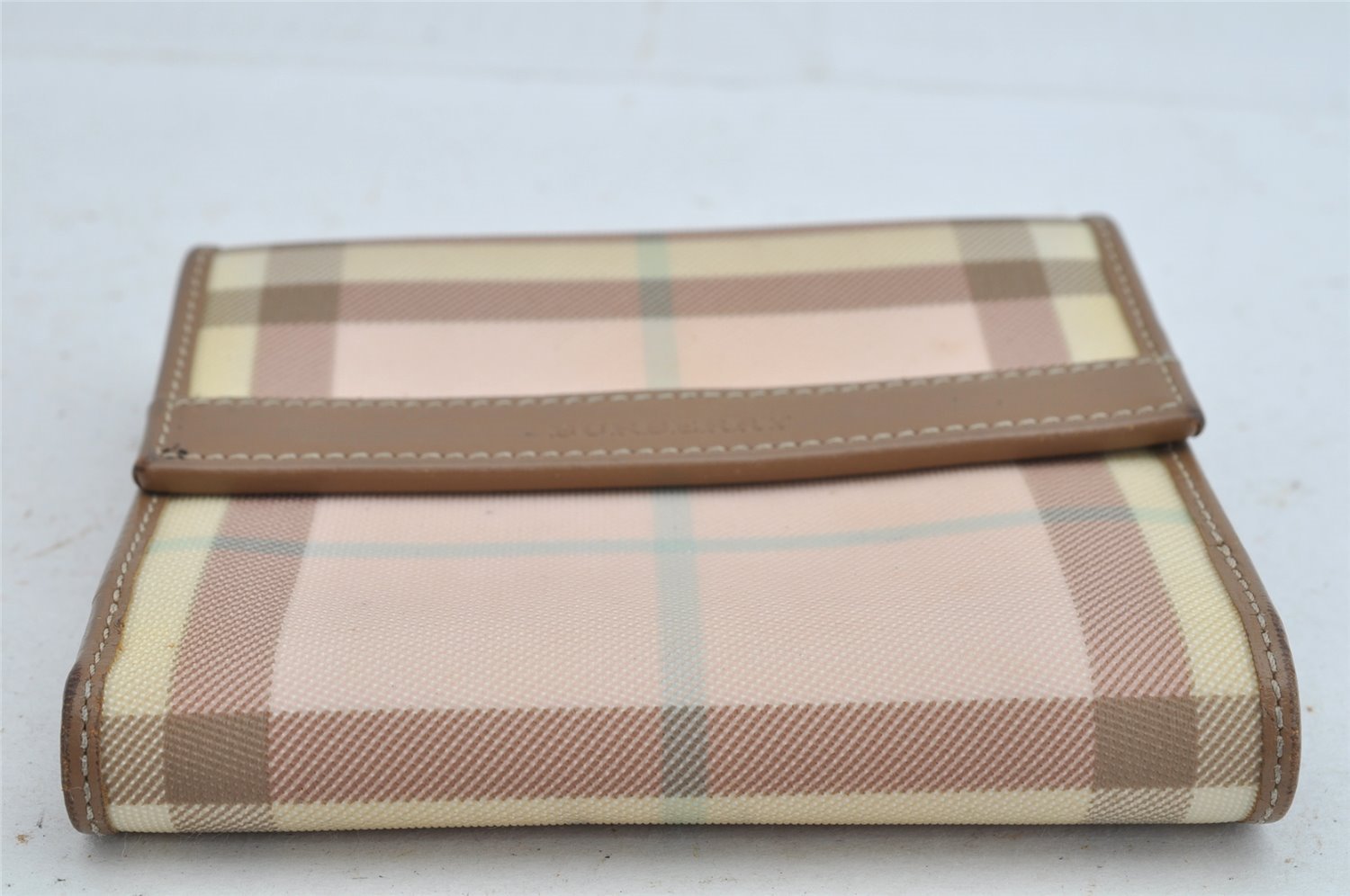 Authentic BURBERRY Vintage Check Bifold Wallet Purse PVC Leather Pink 9305J