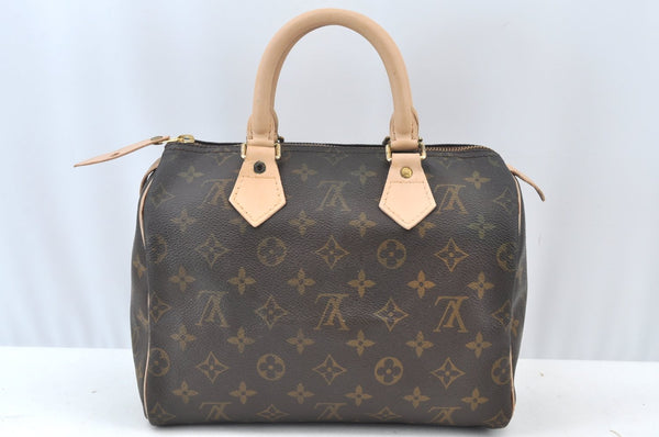 Authentic Louis Vuitton Monogram Speedy 25 Boston Hand Bag M41528 LV 9306H