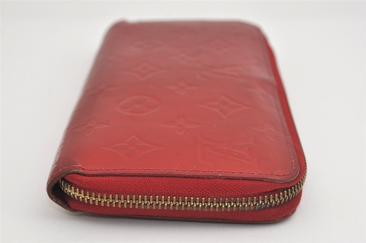 Authentic Louis Vuitton Vernis Zippy Wallet Long Purse Red M91981 LV 9307I