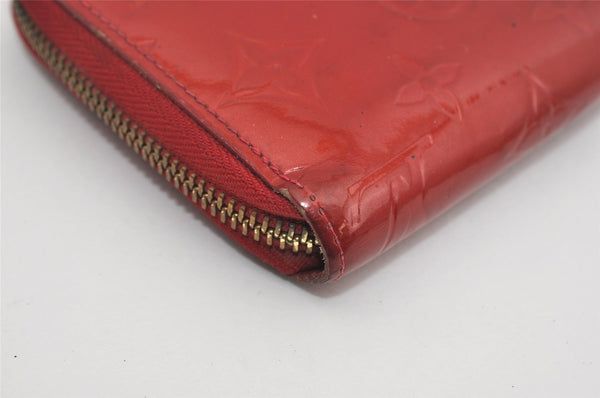 Authentic Louis Vuitton Vernis Zippy Wallet Long Purse Red M91981 LV 9307I