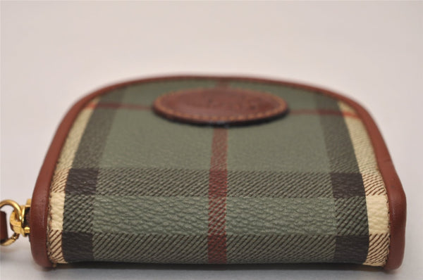 Authentic Burberrys Vintage Check Coin Purse Case PVC Leather Green 9307J