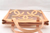 Authentic CHANEL Vinyl Enamel Triple Coco CC Logo Shoulder Tote Bag Beige 9309I