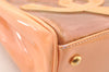 Authentic CHANEL Vinyl Enamel Triple Coco CC Logo Shoulder Tote Bag Beige 9309I
