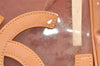 Authentic CHANEL Vinyl Enamel Triple Coco CC Logo Shoulder Tote Bag Beige 9309I