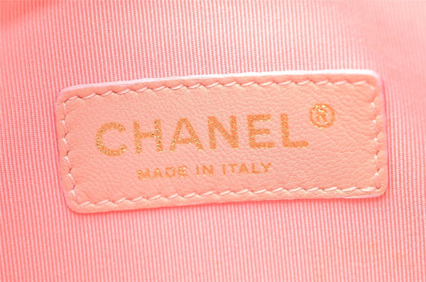 Authentic CHANEL Vinyl Enamel Triple Coco CC Logo Shoulder Tote Bag Beige 9309I