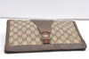 Authentic GUCCI Web Sherry Line Clutch Hand Bag Purse GG PVC Leather Brown 9311J