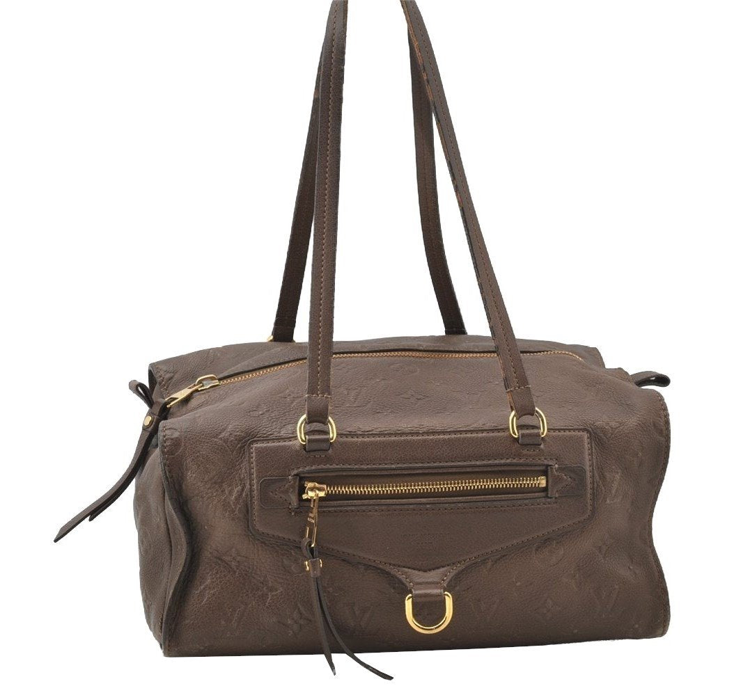 Auth Louis Vuitton Monogram Empreinte Anspire Shoulder Bag Brown M93414 LV 9312I
