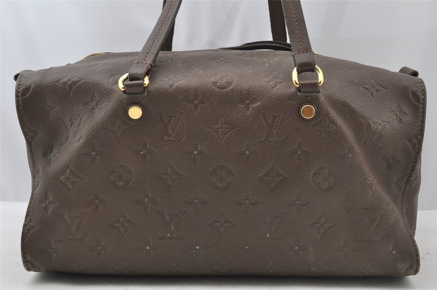 Auth Louis Vuitton Monogram Empreinte Anspire Shoulder Bag Brown M93414 LV 9312I