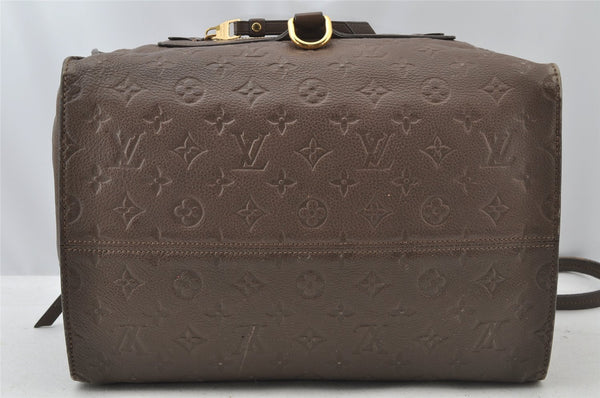 Auth Louis Vuitton Monogram Empreinte Anspire Shoulder Bag Brown M93414 LV 9312I