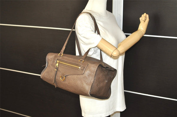 Auth Louis Vuitton Monogram Empreinte Anspire Shoulder Bag Brown M93414 LV 9312I