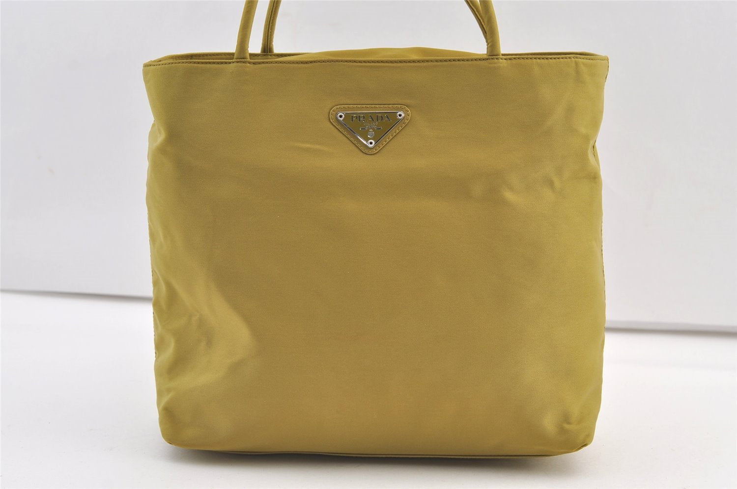 Authentic PRADA Vintage Nylon Tessuto Shoulder Tote Bag Purse Yellow 9312J