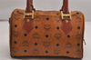 Authentic MCM Vintage Visetos Leather 2Way Hand Boston Bag Purse Brown 9313J