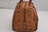 Authentic MCM Vintage Visetos Leather 2Way Hand Boston Bag Purse Brown 9313J