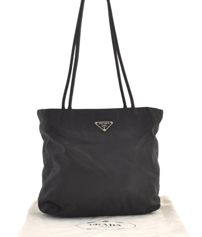 Authentic PRADA Vintage Nylon Tessuto Shoulder Tote Bag Purse Black 9314J