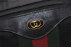 Authentic GUCCI Web Sherry Line Hand Boston Bag GG Canvas Leather Black 9315I