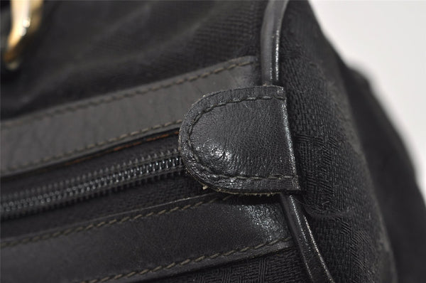 Authentic GUCCI Web Sherry Line Hand Boston Bag GG Canvas Leather Black 9315I