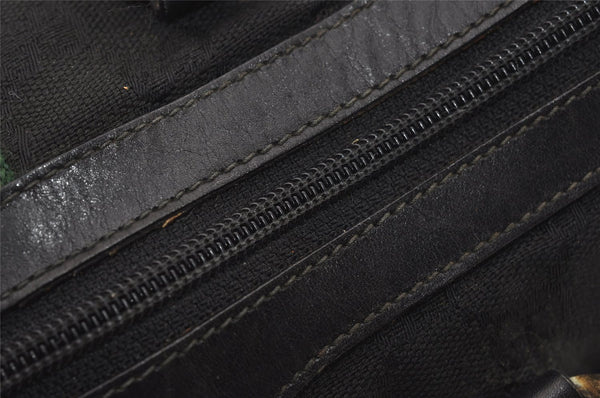 Authentic GUCCI Web Sherry Line Hand Boston Bag GG Canvas Leather Black 9315I