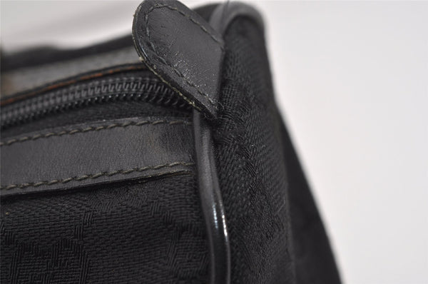 Authentic GUCCI Web Sherry Line Hand Boston Bag GG Canvas Leather Black 9315I
