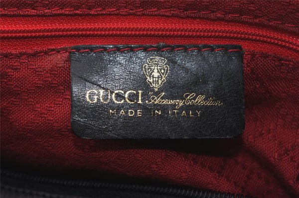 Authentic GUCCI Web Sherry Line Hand Boston Bag GG Canvas Leather Black 9315I