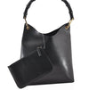 Authentic GUCCI Vintage Bamboo Shoulder Bag Purse Leather Black 9316I