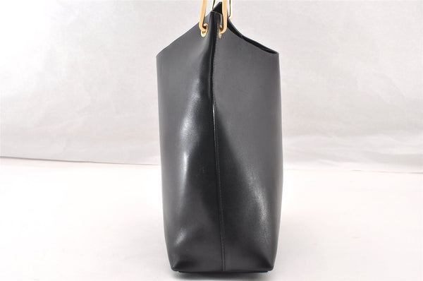 Authentic GUCCI Vintage Bamboo Shoulder Bag Purse Leather Black 9316I