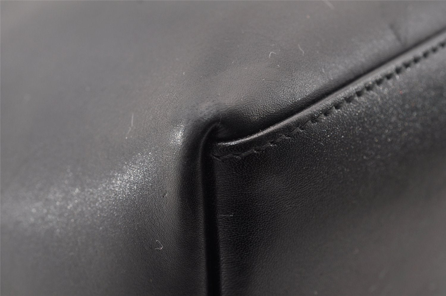 Authentic GUCCI Vintage Bamboo Shoulder Bag Purse Leather Black 9316I