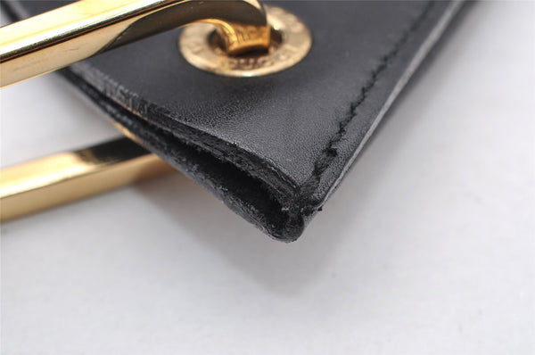 Authentic GUCCI Vintage Bamboo Shoulder Bag Purse Leather Black 9316I