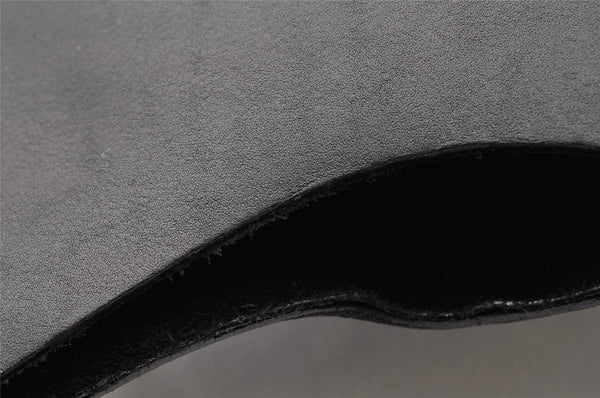 Authentic GUCCI Vintage Bamboo Shoulder Bag Purse Leather Black 9316I