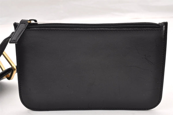 Authentic GUCCI Vintage Bamboo Shoulder Bag Purse Leather Black 9316I