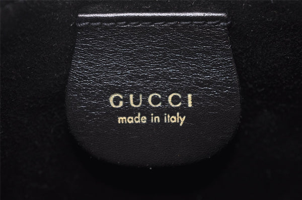Authentic GUCCI Vintage Bamboo Shoulder Bag Purse Leather Black 9316I