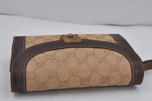 Authentic GUCCI Clutch Hand Bag Purse GG Canvas Leather Beige 9316J