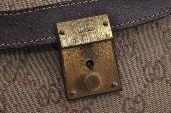 Authentic GUCCI Clutch Hand Bag Purse GG Canvas Leather Beige 9316J