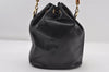 Authentic GUCCI Bamboo 2Way Shoulder Drawstring Bag Leather Black Junk 9319I