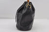 Authentic GUCCI Bamboo 2Way Shoulder Drawstring Bag Leather Black Junk 9319I