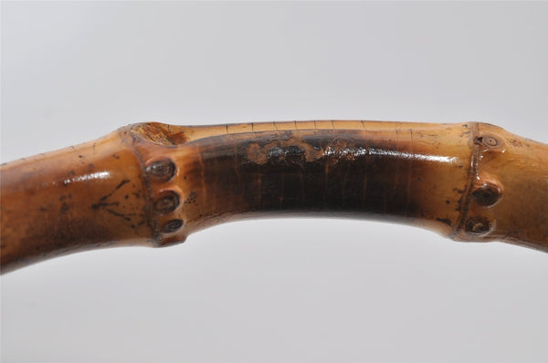 Authentic GUCCI Bamboo 2Way Shoulder Drawstring Bag Leather Black Junk 9319I